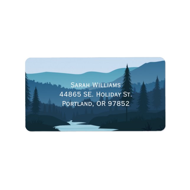 Rustic Mountain Forest Stream with Pine Trees  Label (Front)