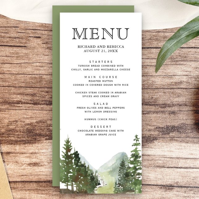 Rustic Mountain Forest Trees Wedding Menu (Creator Uploaded)