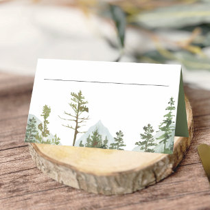 Rustic Mountain Forest Trees Wedding Place Card