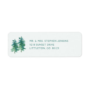 Rustic Mountain Forest Watercolor Return Return Address Label