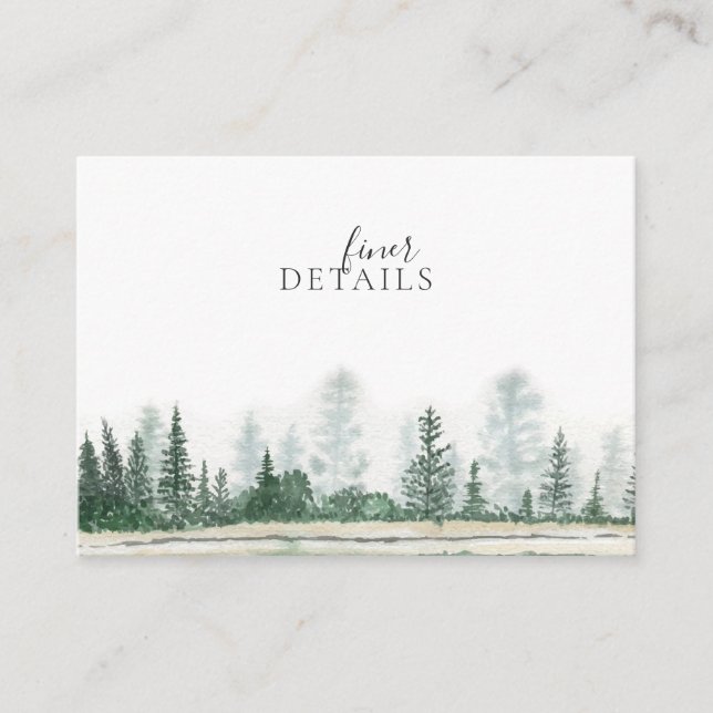 Rustic Mountain Forest Watercolor Wedding Enclosure Card (Front)