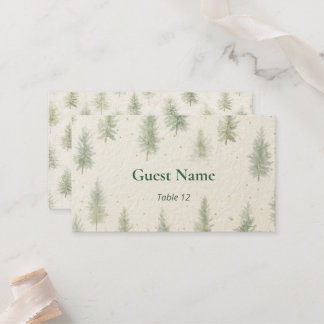 Rustic Mountain Forest Watercolor Wedding Place Card