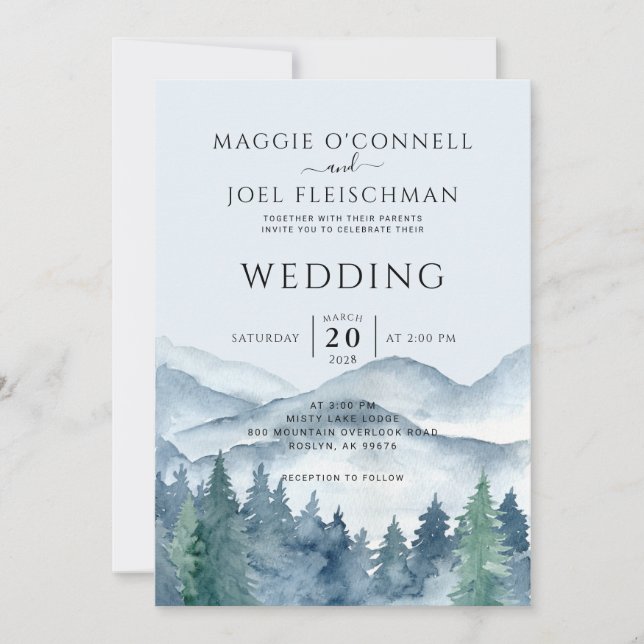 Rustic Mountain Forest Wedding Invitation (Front)