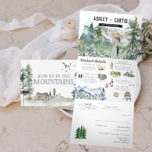 Rustic Mountain Forest   Wedding Tri-Fold Invitation
