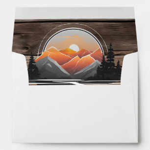 Rustic Mountain Forest Woodland Sunset Wedding Envelope