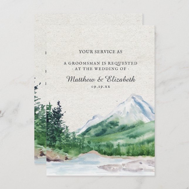 Rustic Mountain | Groomsman Proposal Request Invitation (Front/Back)