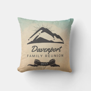 Rustic Mountain Illustration Family Reunion Cushion