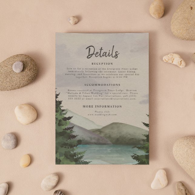 Rustic Mountain & Lake Evergreen Wedding Enclosure Card (Creator Uploaded)