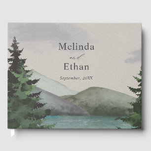 Rustic Mountain & Lake Evergreen Wedding Guest Book