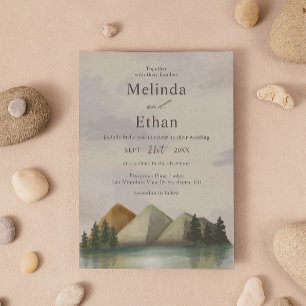 Rustic Mountain & Lake Evergreen Wedding Invitation