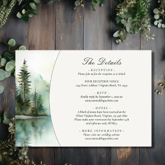 Rustic Mountain Lake Forest Wedding Details Enclosure Card