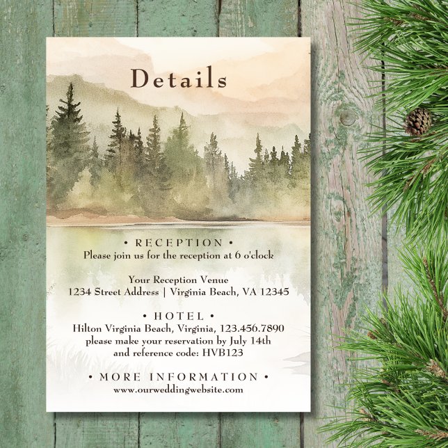 Rustic Mountain Lake Forest Wedding Details Enclosure Card (Front - Rustic Mountain Lake Forest Wedding Details Enclosure Card)