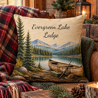 Rustic Mountain Lake Lodge Inspired Canoe | Cushion