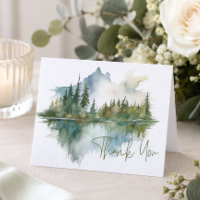 Rustic Mountain Lake Scene Watercolor Folded