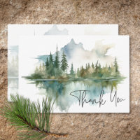 Rustic Mountain Lake Scene Watercolor Wedding