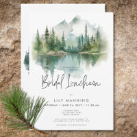 Rustic Mountain Lake Watercolor Bridal Luncheon