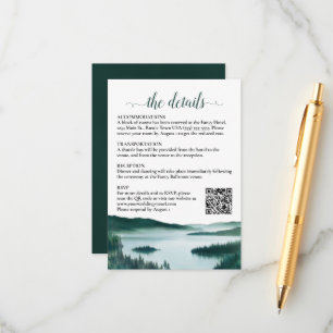 Rustic Mountain Lake Wedding Details QR Code Enclosure Card