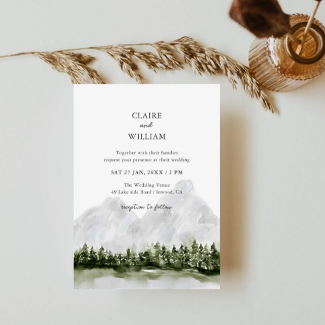 Rustic Mountain Lake Wedding Invitation (Creator Uploaded)