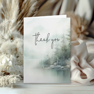 Rustic Mountain Lake Wedding Thank You Card