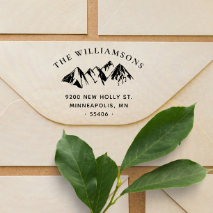Rustic Mountain Landscape Custom Return Address Self-inking Stamp