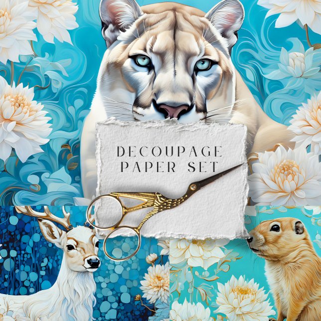  Rustic Mountain Lion Deer Prairie Dog Decoupage Wrapping Paper Sheet (Creator Uploaded)