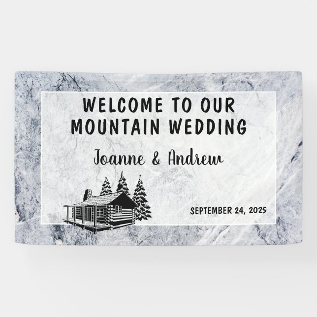Rustic mountain lodge welcome to our wedding banner (Horizontal)