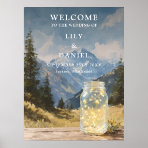 Rustic Mountain Mason Jar Wedding Welcome Sign
