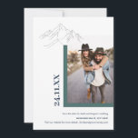 Rustic Mountain Nature Outdoor Photo Green Blue Save The Date<br><div class="desc">Can be fully customised to suit your needs. © Gorjo Designs. Made for you via the Zazzle platform. // Note: photo used is a placeholder image only. You will need to replace with your own photo before ordering/printing. If you need help with this please contact me. // Need help customising...</div>