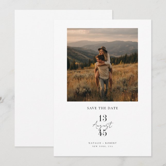 Rustic Mountain Photo Wedding Save the Date (Front/Back)