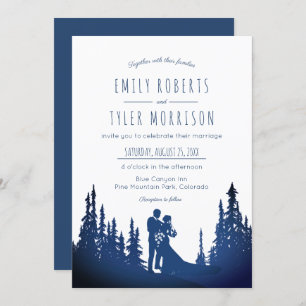Rustic Mountain Pine Forest Wedding - Blue © Invitation