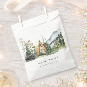 Rustic Mountain Pine Forest Wood Cabin Wedding Favour Bag