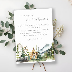 Rustic Mountain Pine Forest Wood Cabin Wedding Thank You Card