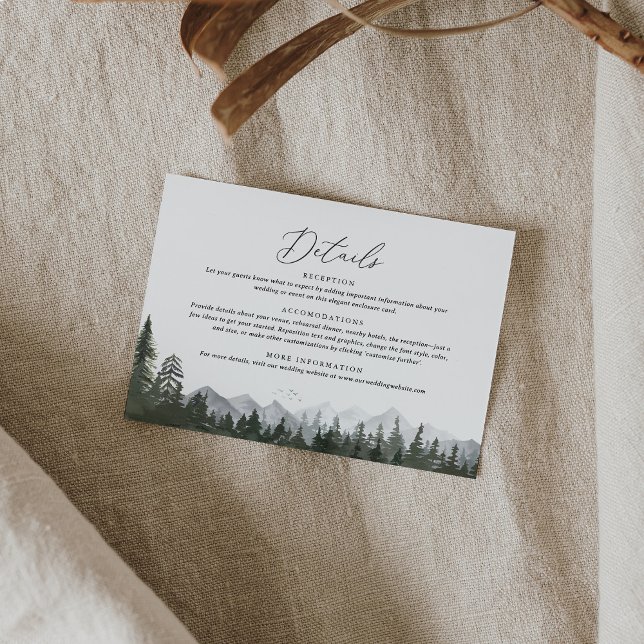 Rustic Mountain Pine Tree Wedding Details Enclosure Card (Creator Uploaded)