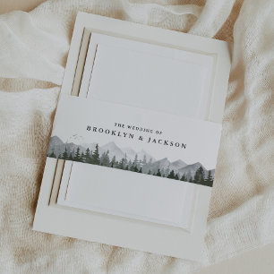 Rustic Mountain Pine Tree Wedding Invitation Belly Band