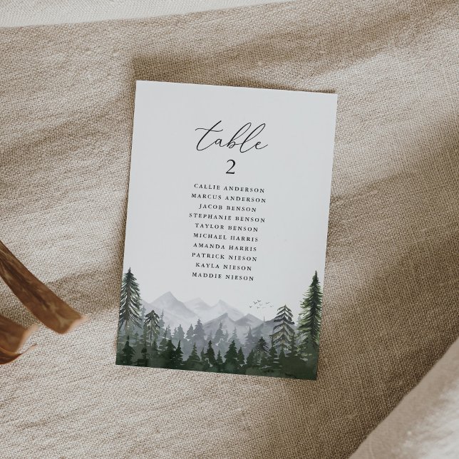 Rustic Mountain Pine Tree Wedding Table Number (Creator Uploaded)