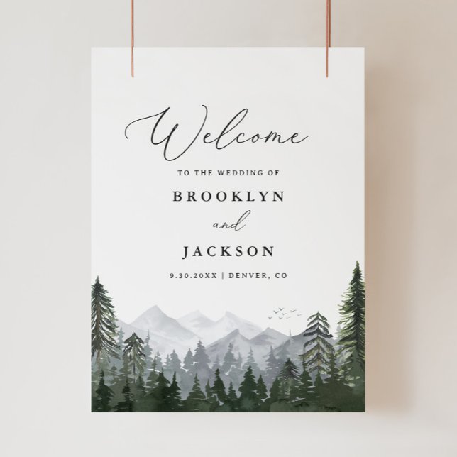 Rustic Mountain Pine Tree Wedding Welcome Sign (Creator Uploaded)