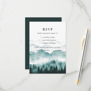 Rustic Mountain Pine Trees Meal Choice RSVP Card