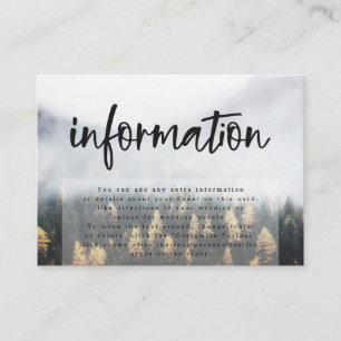 Rustic Mountain Pine Trees Wedding Information Enclosure Card