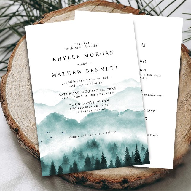 Rustic Mountain Pine with Details Invitation (Creator Uploaded)