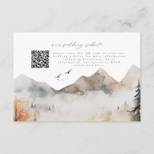 Rustic Mountain QR Code Wedding Details Card