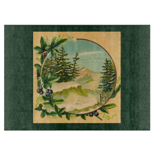 Rustic Mountain Scene Cutting Board (Front)