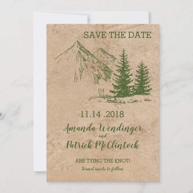 Rustic Mountain Scenic Save the Date (Front)