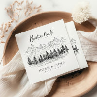 Rustic Mountain Sketch Woodland Pine Wedding