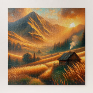Rustic Mountain Sunrise Jigsaw Puzzle
