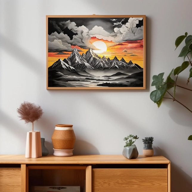 Rustic Mountain Sunrise Landscape Poster (Creator Uploaded)