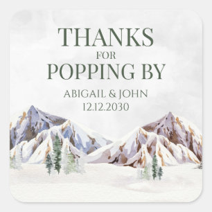 Rustic Mountain Thanks for Popping By Wedding Tag