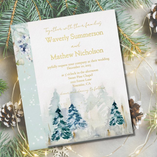 Rustic Mountain Trees Evergreen Watercolor Wedding (Creator Uploaded)