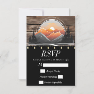 Rustic Mountain Valley Forest Sunset Nature RSVP Card