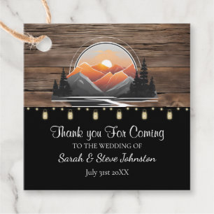 Rustic Mountain Valley Forest Sunset Wedding Favou Favour Tags