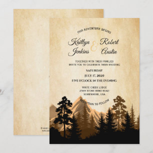 Rustic Mountain View Wedding Invitation